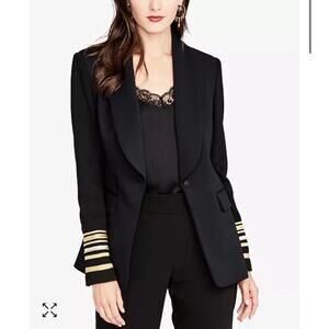 Rachel Rachel Roy Black Metallic Trim Millitary Pilot Captain Blazer Womens 4